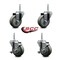Service Caster 35 Inch Gray Polyurethane Wheel Swivel 58 Inch Threaded Stem Caster Set 2 Brakes SCC SCC-TS20S3514-PPUB-58212-2-TLB-2 - alternate 5
